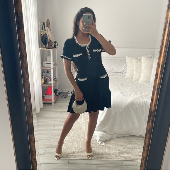 MARYLING Contrast Colour Short Sleeve Knitted Dress
